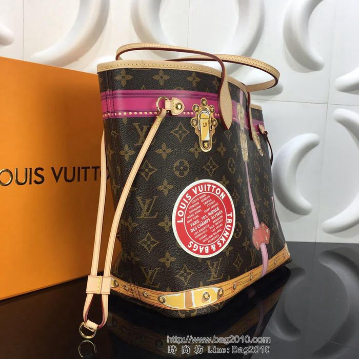 路易威登LV 頂級原單 M41390 Damier Azur印花塗層帆布配皮革 Neverfull中號手袋 休閒手提包 多功能手袋  YDH2462